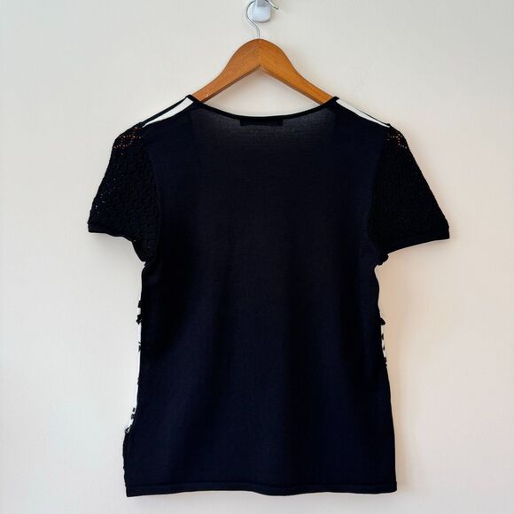 Betty Barclay Black and White Striped Floral Shirt Size 8 - Picture 4 of 6